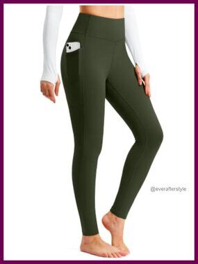 Fleece Lined Thermal Leggings High Rise Tummy Control Water Resistant